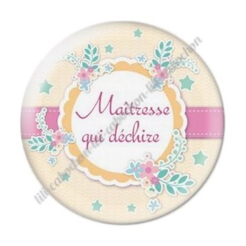 Cabochon résine à coller 25 mm maitresse ab29