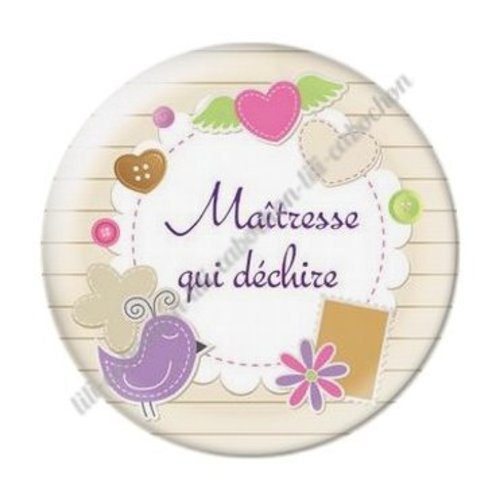 Cabochon résine à coller 25 mm maitresse ab30