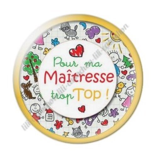 Cabochon résine à coller 25 mm maitresse ab45