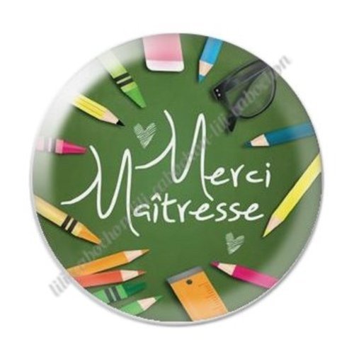 Cabochon résine à coller 25 mm maitresse ab47