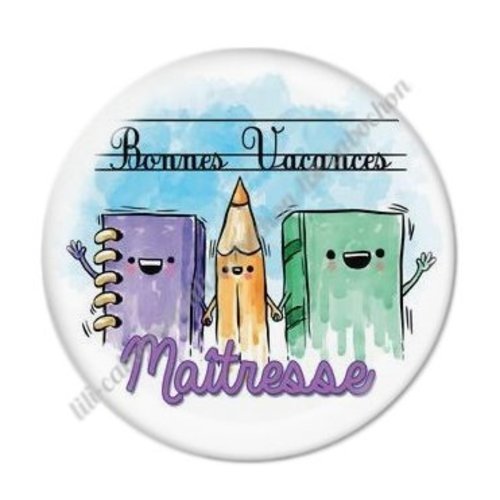 Cabochon résine à coller 25 mm maitresse ab49