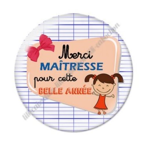 Cabochon résine à coller 25 mm maitresse ab61