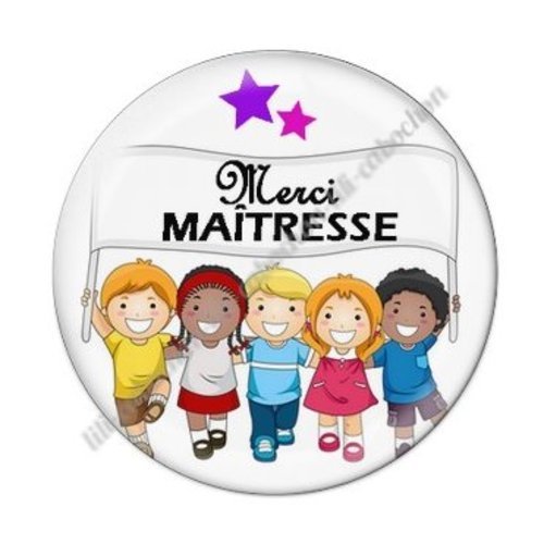 Cabochon résine à coller 25 mm maitresse ab62