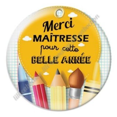 Cabochon résine à coller 25 mm maitresse ab64