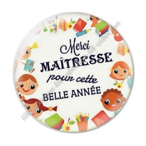 Cabochon résine à coller 25 mm maitresse ab70