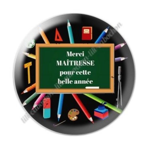 Cabochon résine à coller 25 mm maitresse ab71