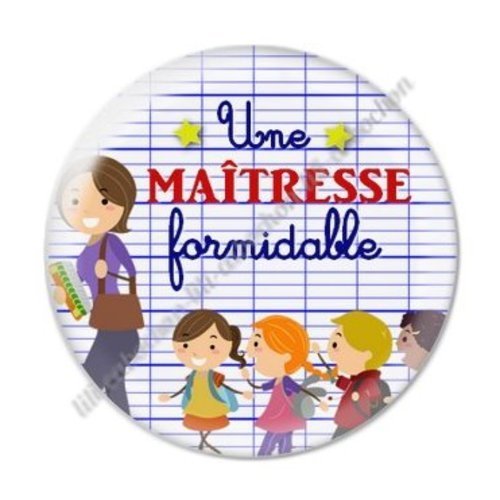 Cabochon résine à coller 25 mm maitresse ab75