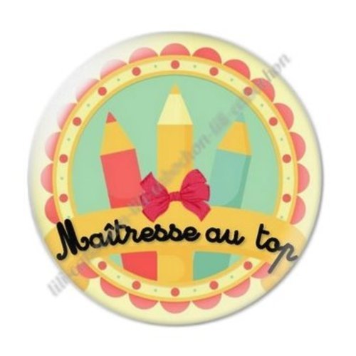 Cabochon résine à coller 25 mm maitresse ab76