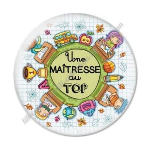 Cabochon résine à coller 25 mm maitresse ab78