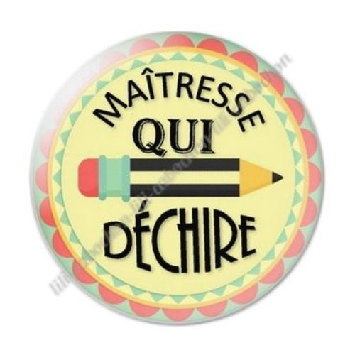 Cabochon résine à coller 25 mm maitresse ab79