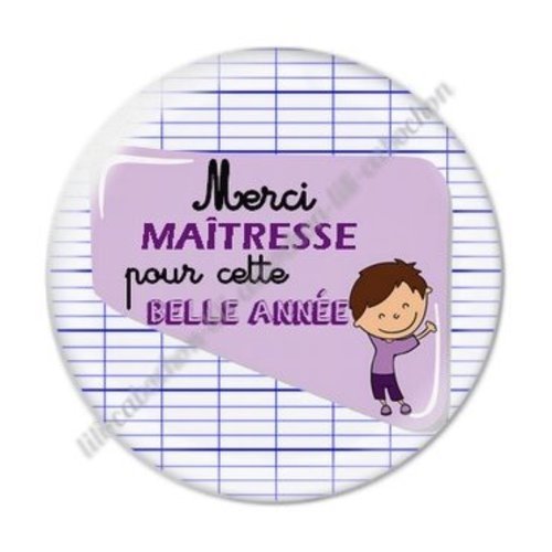 Cabochon résine à coller 25 mm maitresse ab80