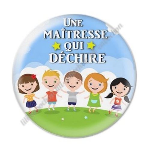 Cabochon résine à coller 25 mm maitresse ab81