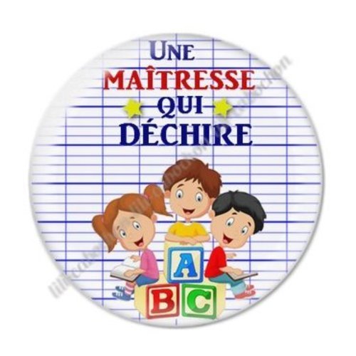 Cabochon résine à coller 25 mm maitresse ab82