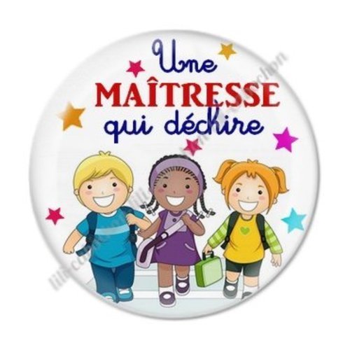 Cabochon résine à coller 25 mm maitresse ab83