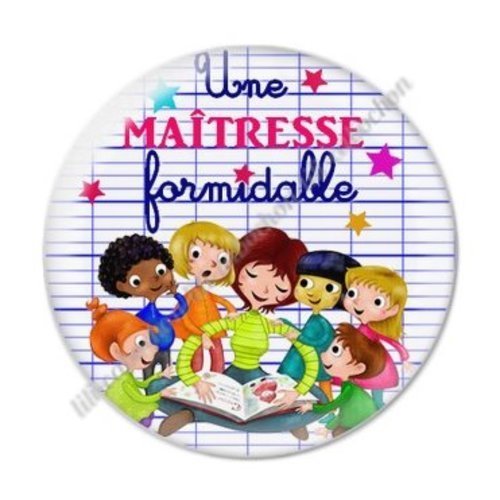 Cabochon résine à coller 25 mm maitresse ab84