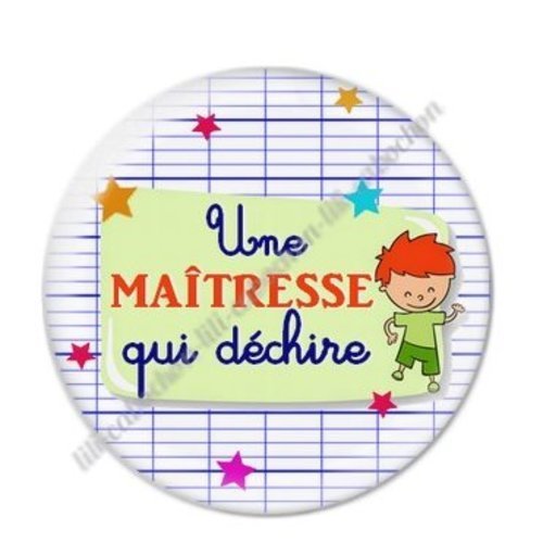 Cabochon résine à coller 25 mm maitresse ab86