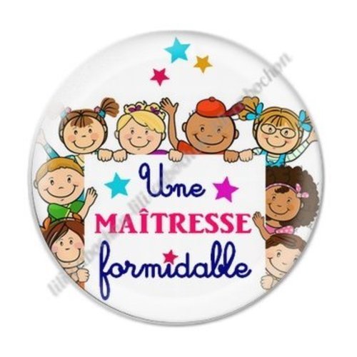 Cabochon résine à coller 25 mm maitresse ab87