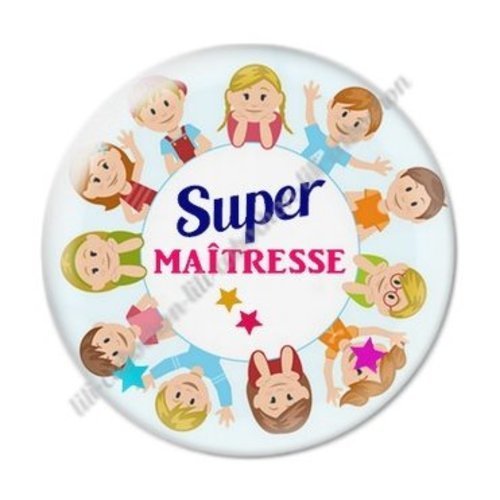 Cabochon résine à coller 25 mm maitresse ab89