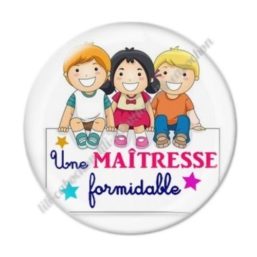 Cabochon résine à coller 25 mm maitresse ab90