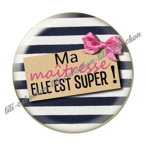 Cabochon résine à coller 25 mm maitresse ac3