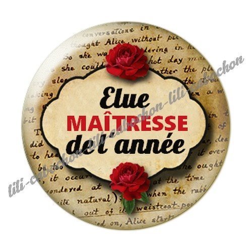 Cabochon résine à coller 25 mm maitresse ac15