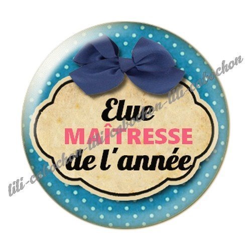 Cabochon résine à coller 25 mm maitresse ac18