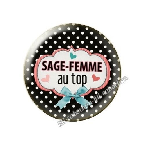 Cabochon résine à coller 25 mm sage-femme a3