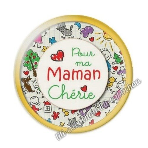 Cabochon résine à coller 25 mm maman aa11