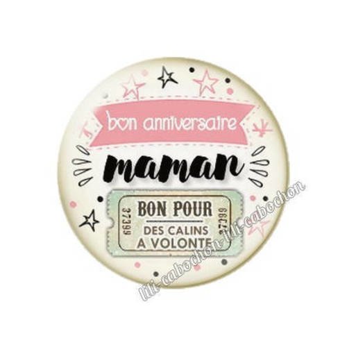 Cabochon en résine époxy 25 mm thème joyeux anniversaire maman 3