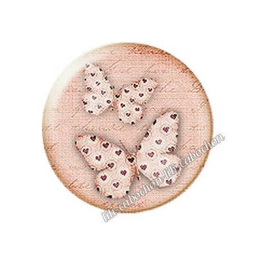 Cabochon résine a coller 25 mm motif papillon coeurs 2