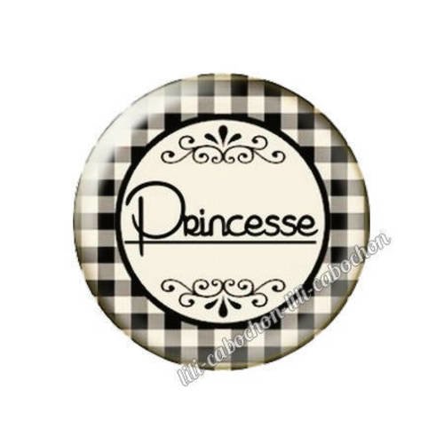 Cabochon résine a coller 25 mm texte princesse