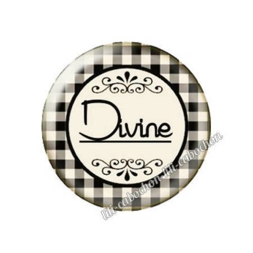 Cabochon résine a coller 25 mm texte divine