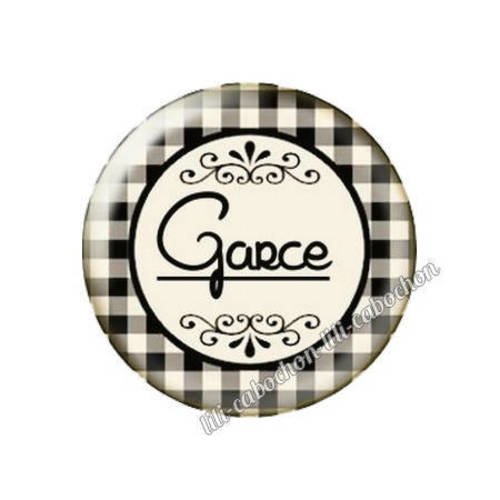 Cabochon résine a coller 25 mm texte garce