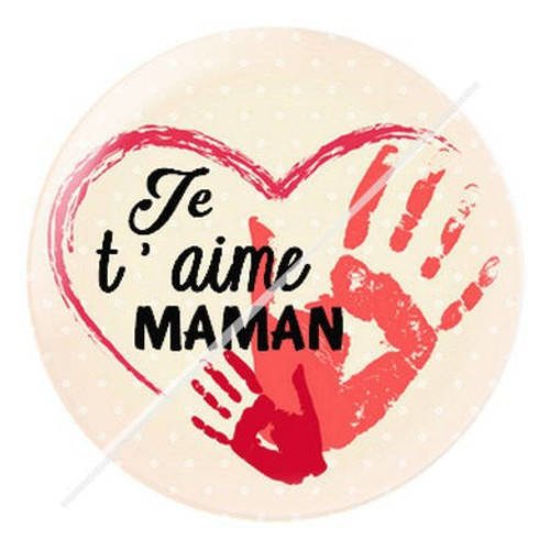 Cabochon résine a coller 25 mm je t'aime maman 9 