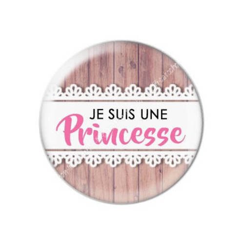 Cabochon résine a coller 25 mm je suis une princesse 8 