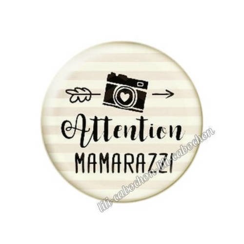 Cabochon résine a coller 25 mm texte mamarazzi