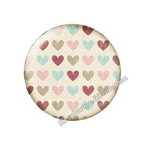 Cabochon résine a coller 25 mm motif coeurs