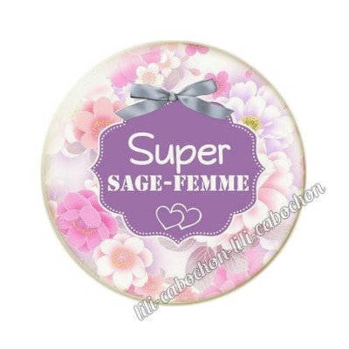 Cabochon en résine époxy 25 mm sage-femme bb5
