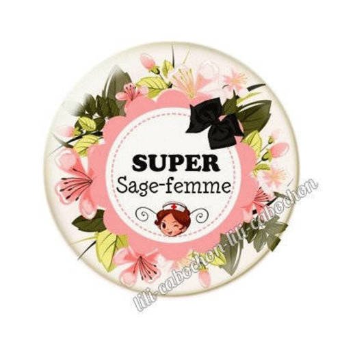 Cabochon en résine époxy 25 mm sage-femme bb2