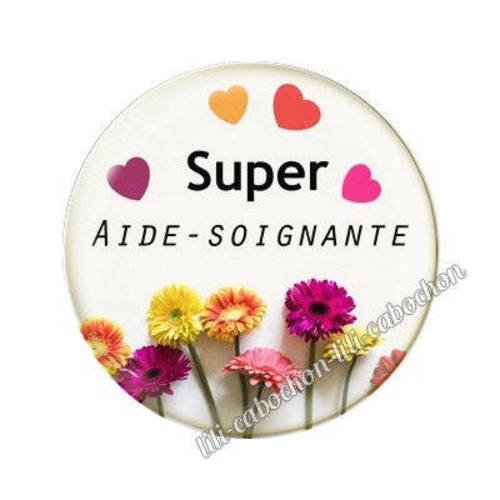 Cabochon en résine époxy 25 mm  aide-soignante bb4