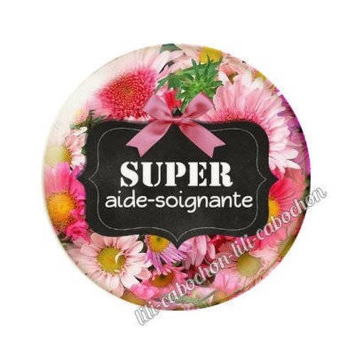 Cabochon en résine époxy 25 mm  aide-soignante bb1