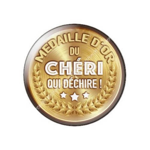 Cabochon résine a coller 25 mm médaille d'or du chéri...6 