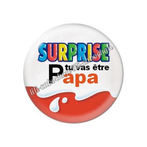 Cabochon résine a coller 25 mm surprise tu vas être papa