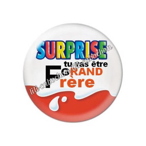 Cabochon résine a coller 25 mm surprise tu vas être grand frère