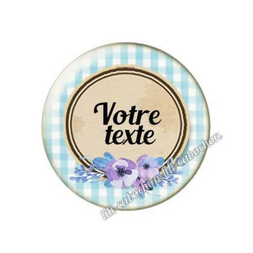 Cabochon résine a coller 25 mm à personnaliser avec votre texte ref g28