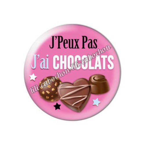 Cabochon résine a coller 25 mm j'peux pas j'ai chocolats aa