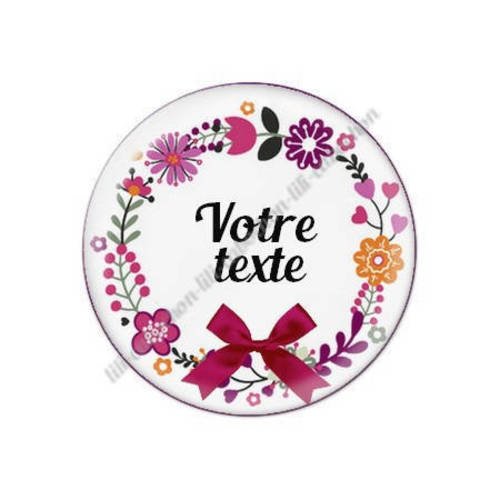 Cabochon résine a coller 25 mm à personnaliser avec votre texte ref f105 