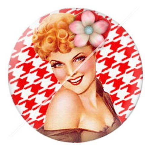Cabochon résine a coller 25 mm fille vintage pin-up enjoy 13 