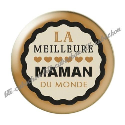 Cabochon résine a coller 25 mm  je t'aime maman l51 