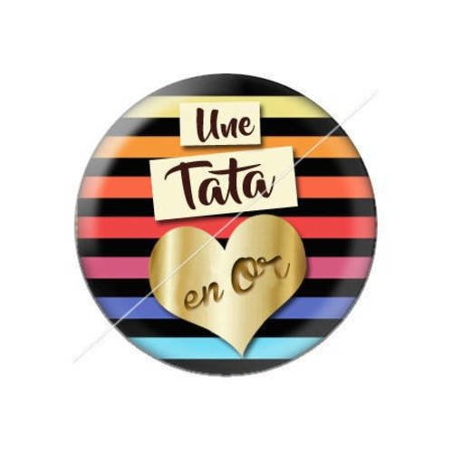 Cabochon résine a coller 25 mm une tata en or 